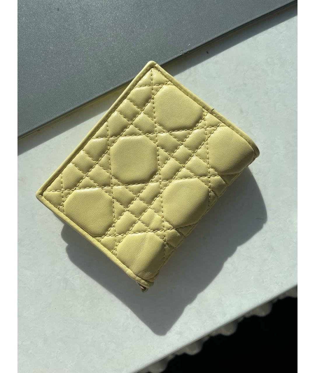 CHRISTIAN DIOR Желтый кожаный кошелек, фото 3