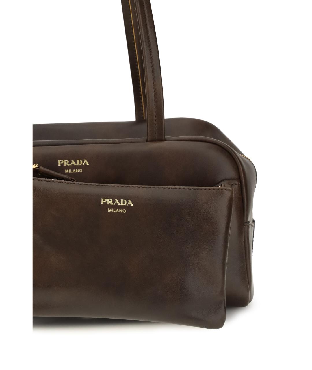 PRADA Коричневая кожаная сумка через плечо, фото 4