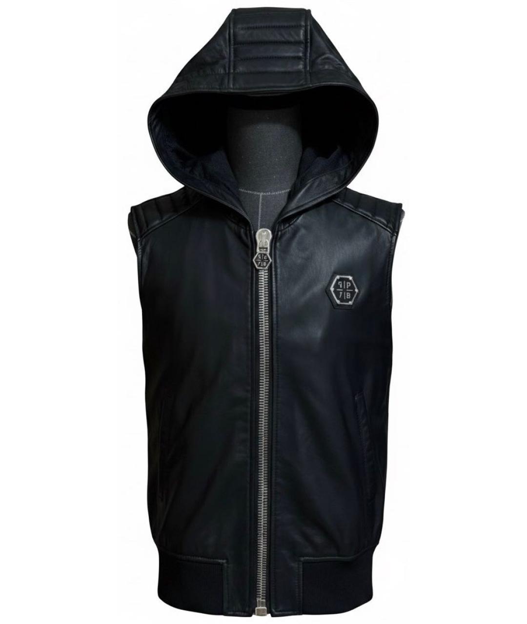 PHILIPP PLEIN Черный кожаный жилет, фото 9