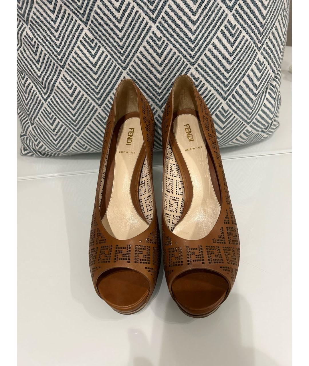 FENDI Коричневые кожаные туфли, фото 2