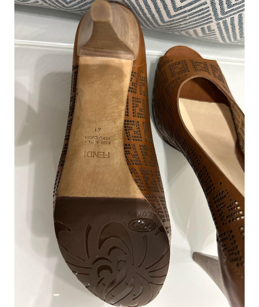FENDI Коричневые кожаные туфли, фото 5