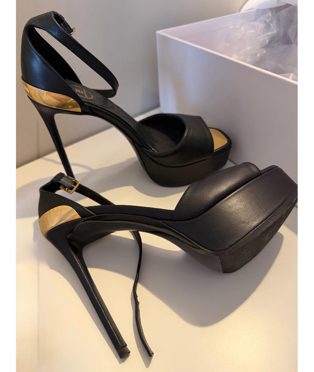 BALMAIN Черные кожаные босоножки, фото 6