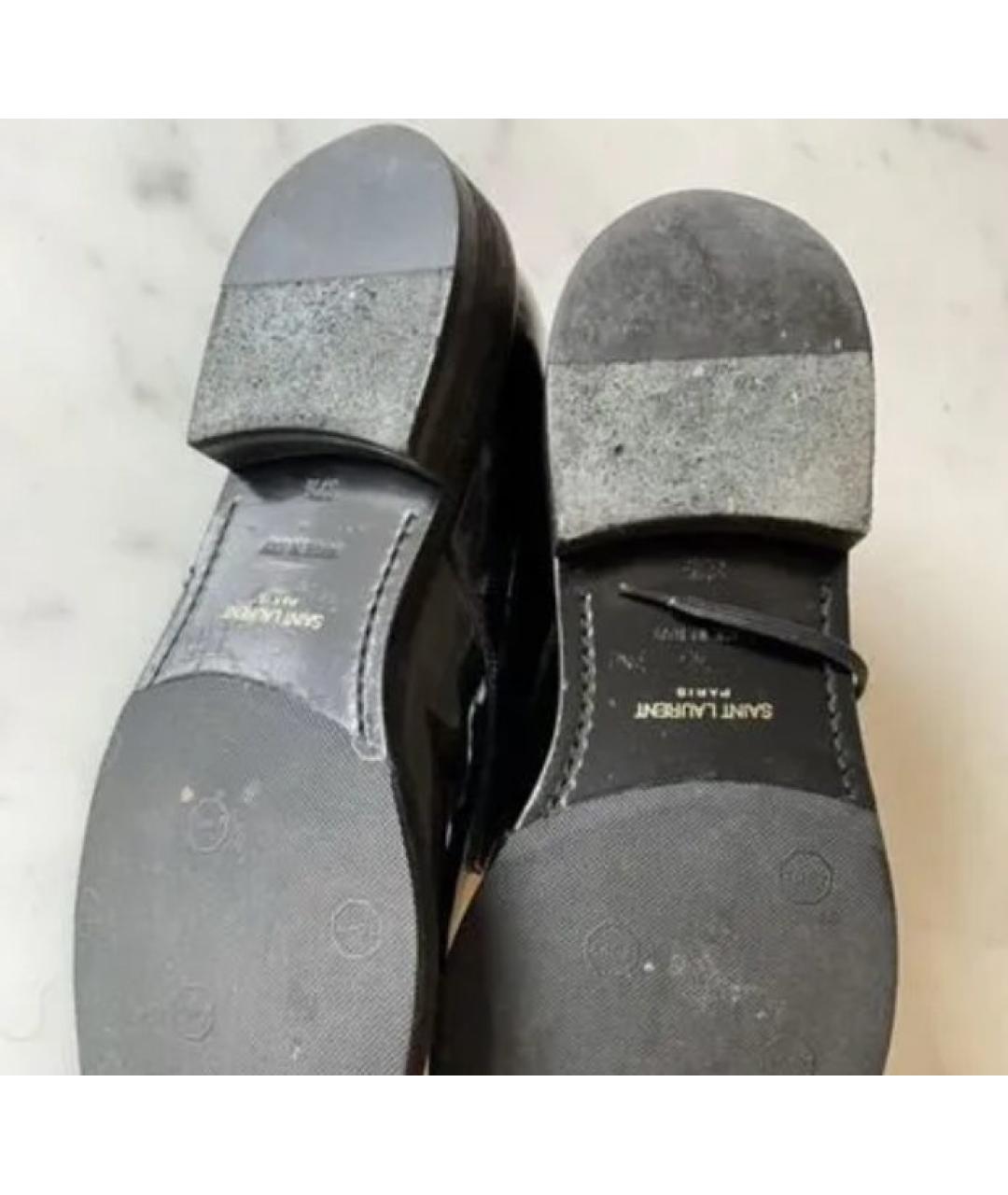 SAINT LAURENT Черные ботинки из лакированной кожи, фото 4