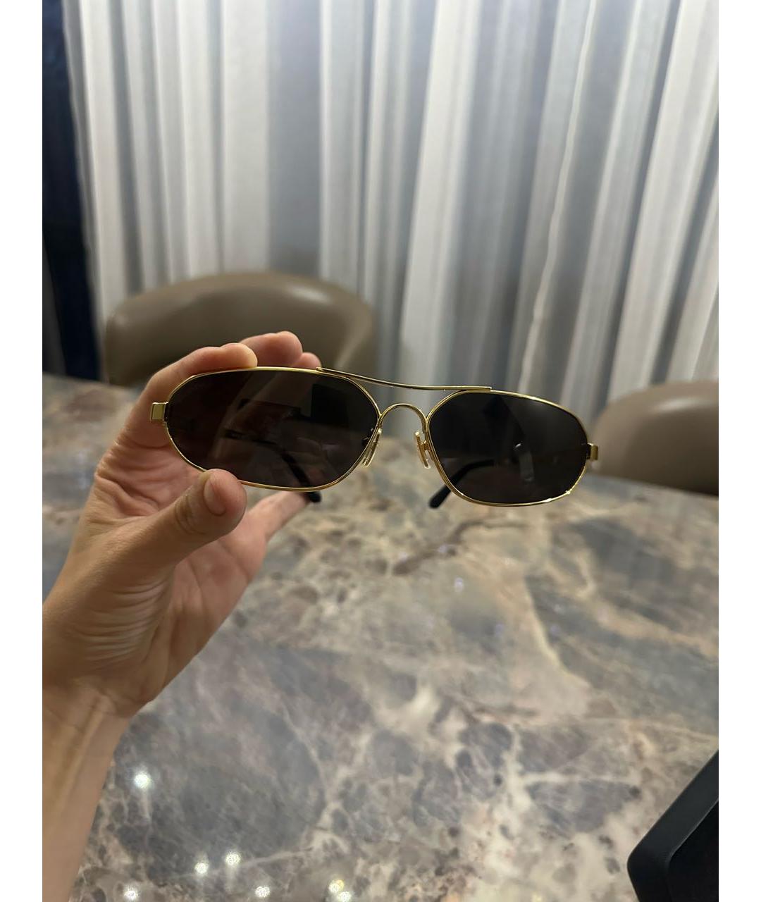 BALENCIAGA Золотые металлические солнцезащитные очки, фото 2