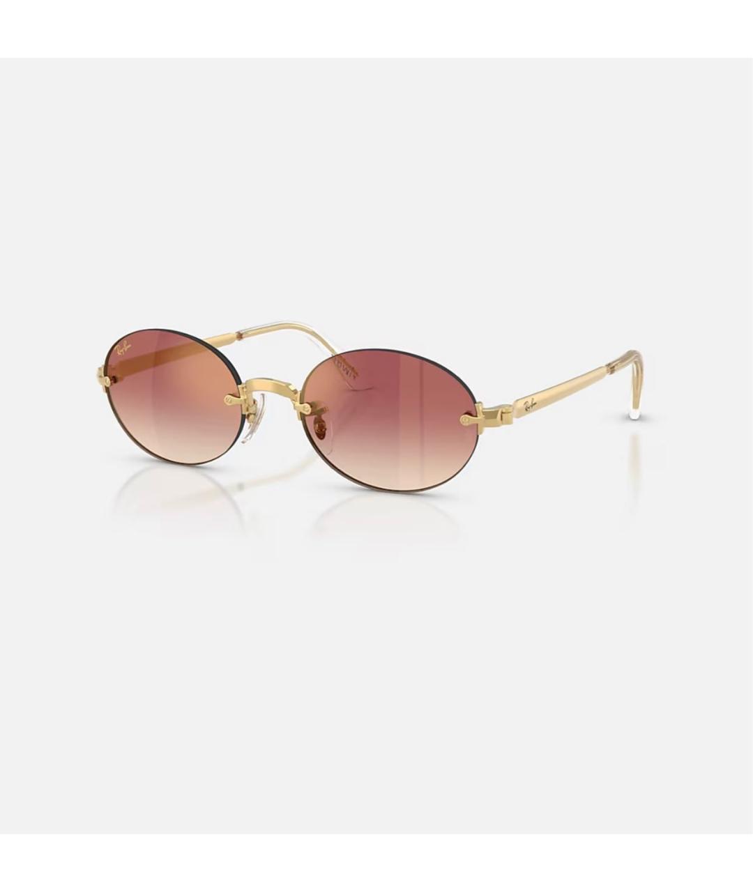 RAY BAN Золотые металлические солнцезащитные очки, фото 2