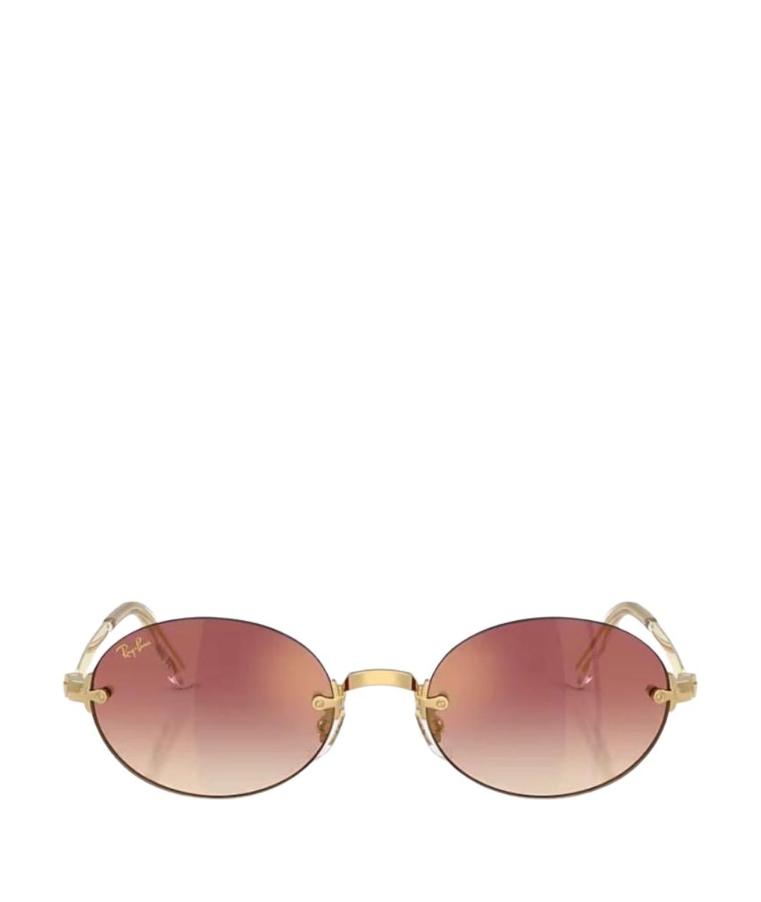RAY BAN Золотые металлические солнцезащитные очки, фото 1