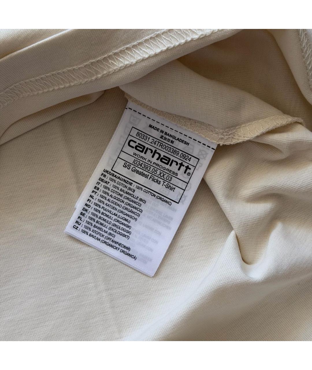 CARHARTT WIP Бежевая хлопковая футболка, фото 6