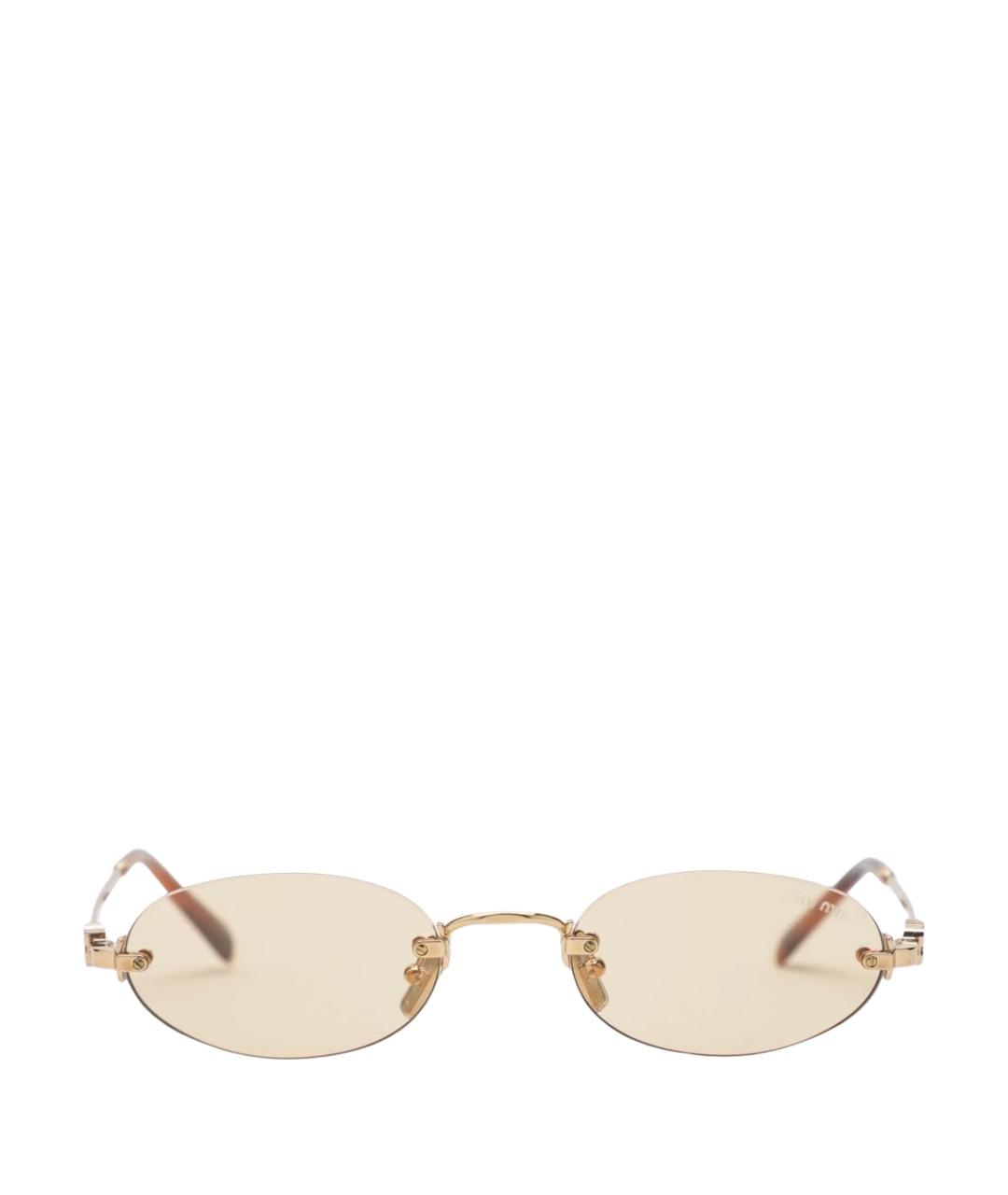 MIU MIU Золотые металлические солнцезащитные очки, фото 1