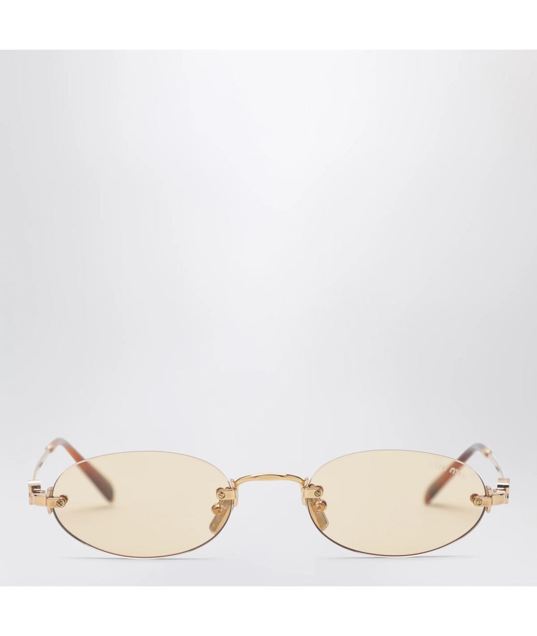 MIU MIU Золотые металлические солнцезащитные очки, фото 3