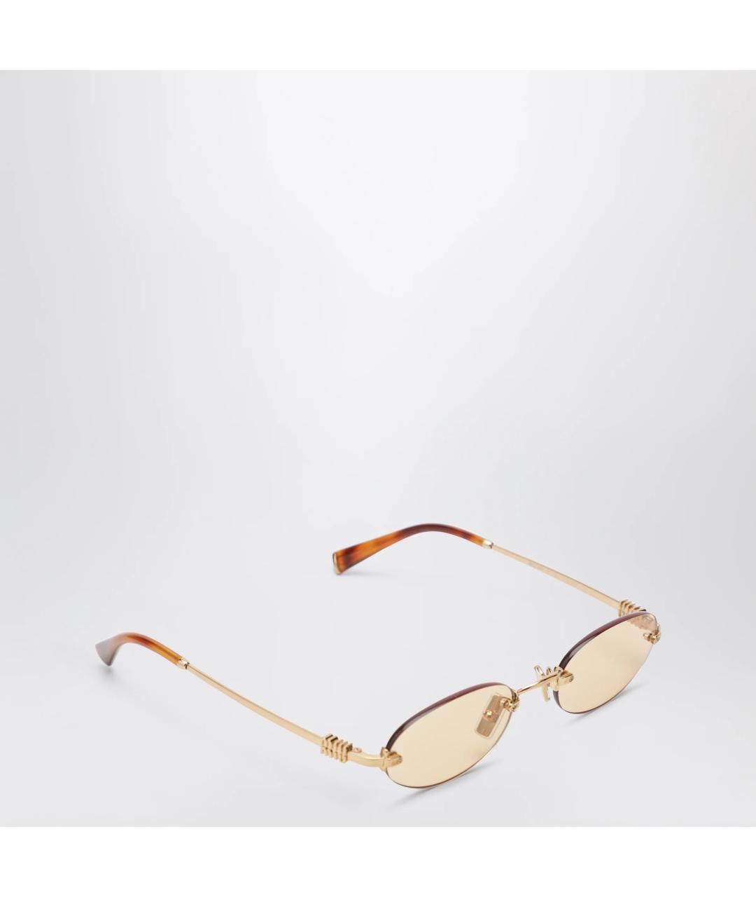 MIU MIU Золотые металлические солнцезащитные очки, фото 2