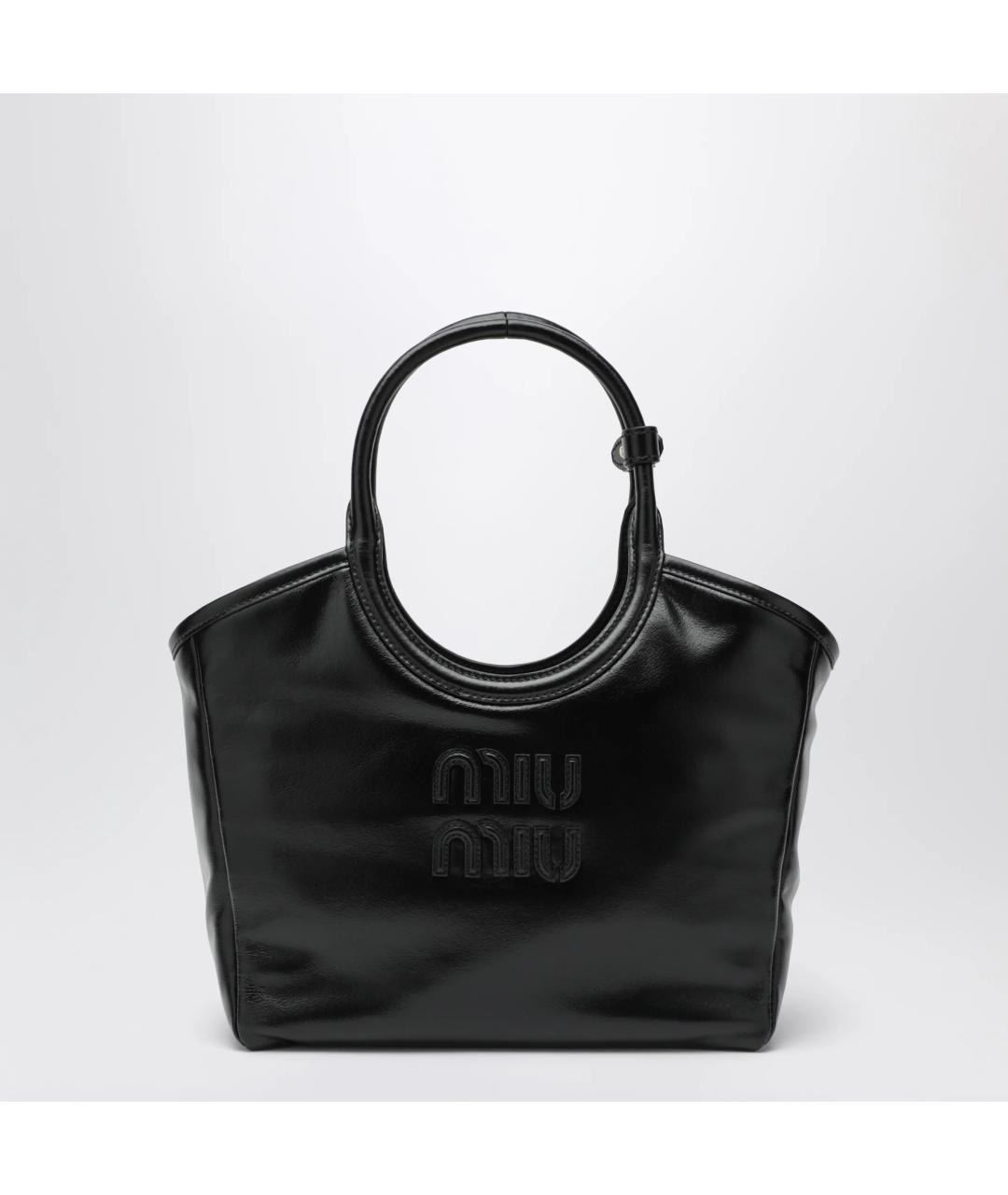 MIU MIU Черная кожаная сумка тоут, фото 3