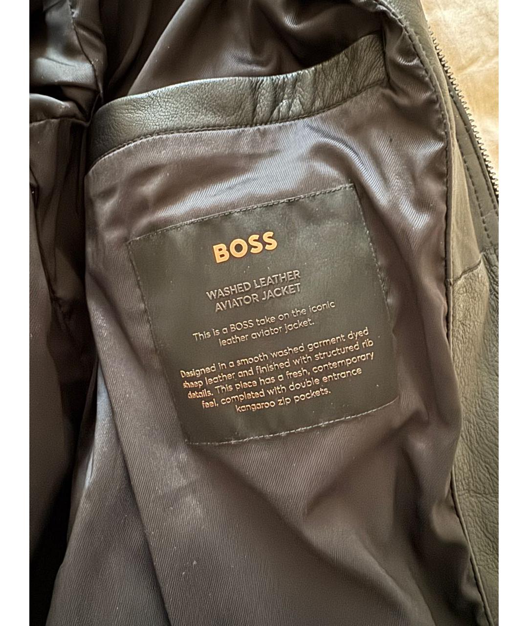 HUGO BOSS Черная кожаная куртка, фото 4