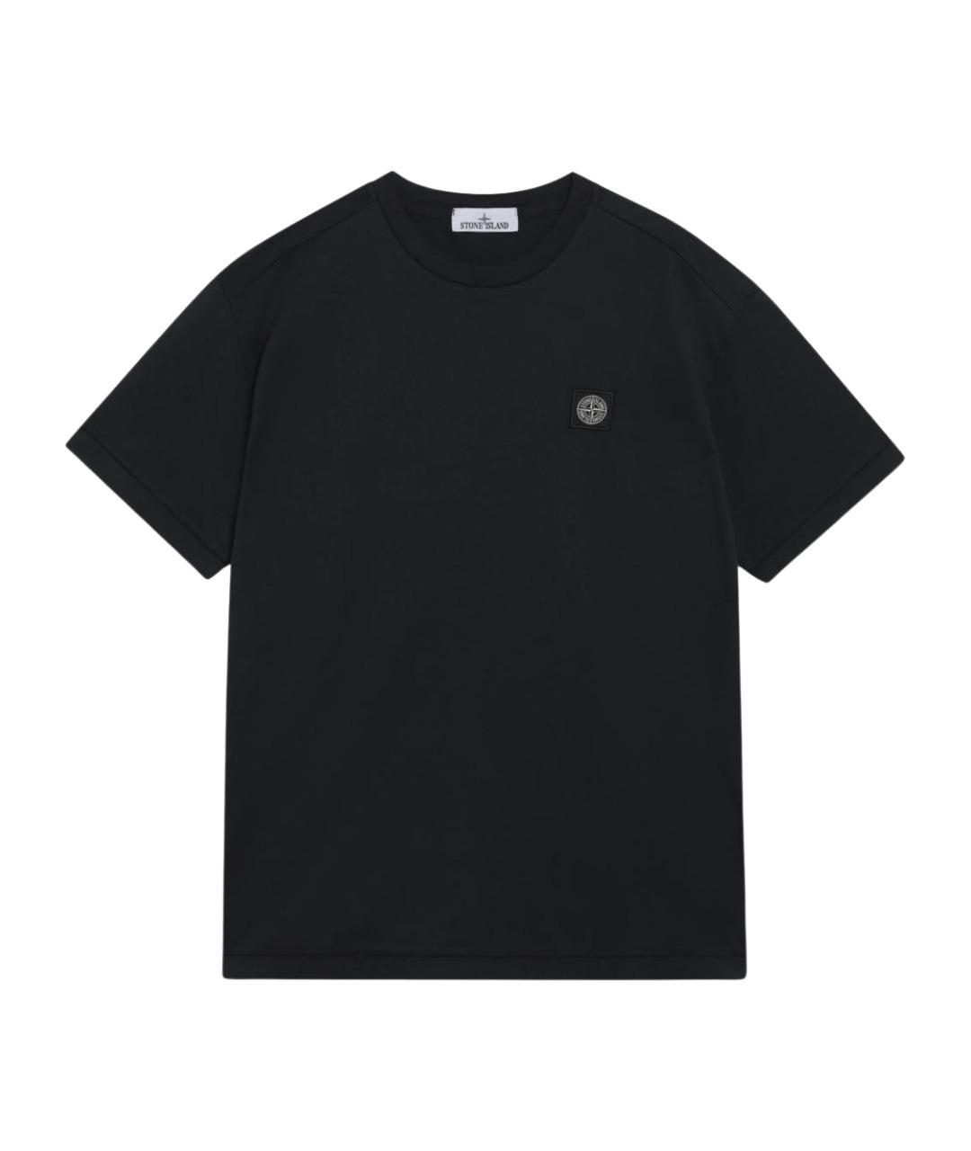 STONE ISLAND Темно-синяя хлопковая футболка, фото 1
