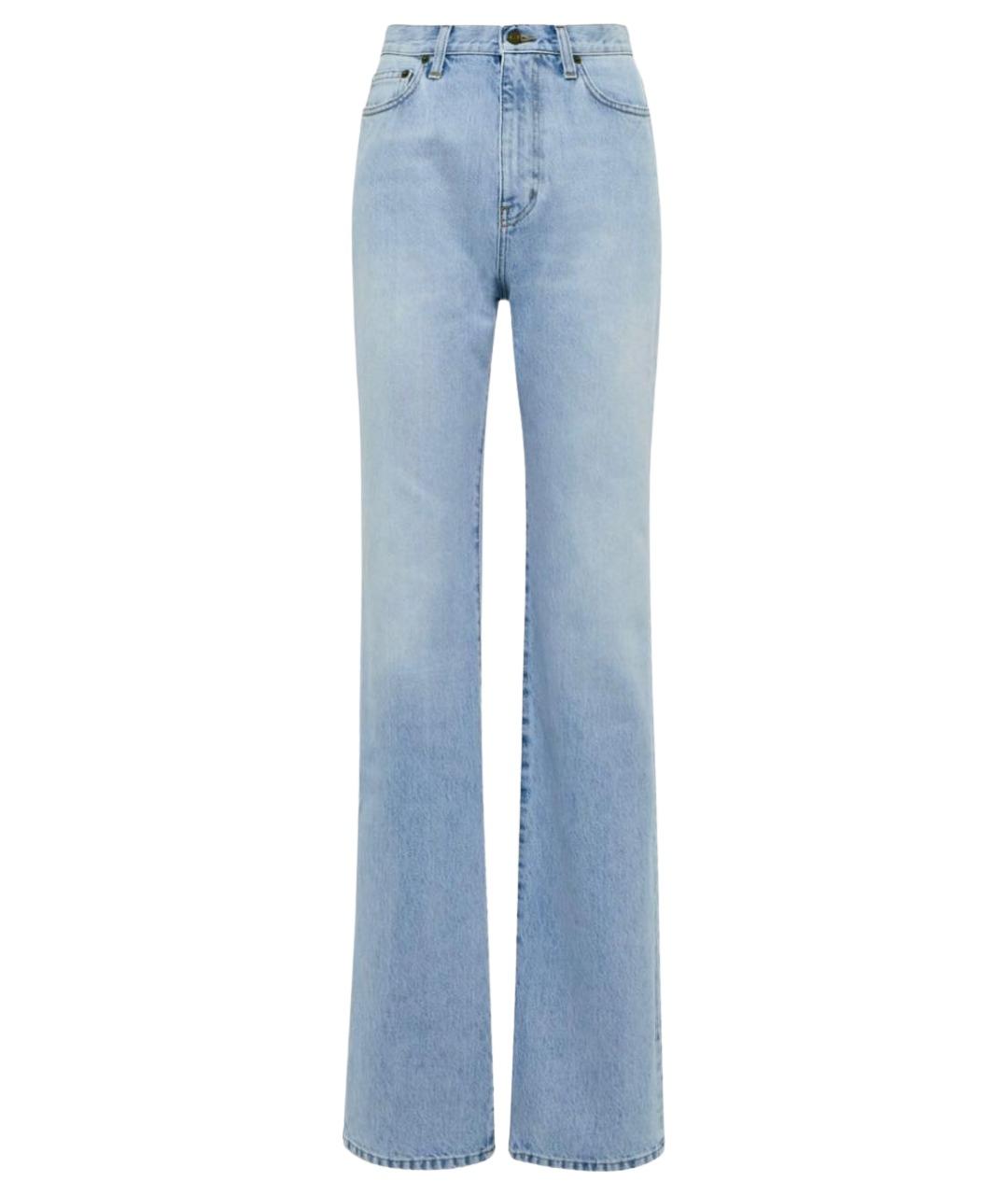 SAINT LAURENT Голубые хлопковые прямые джинсы, фото 1