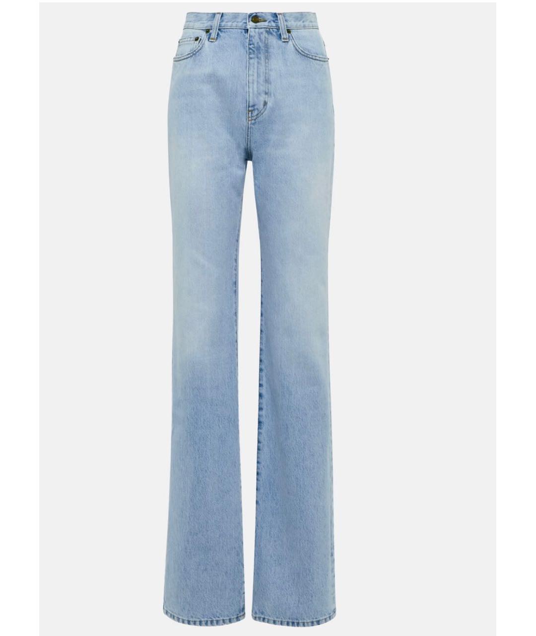 SAINT LAURENT Голубые хлопковые прямые джинсы, фото 8