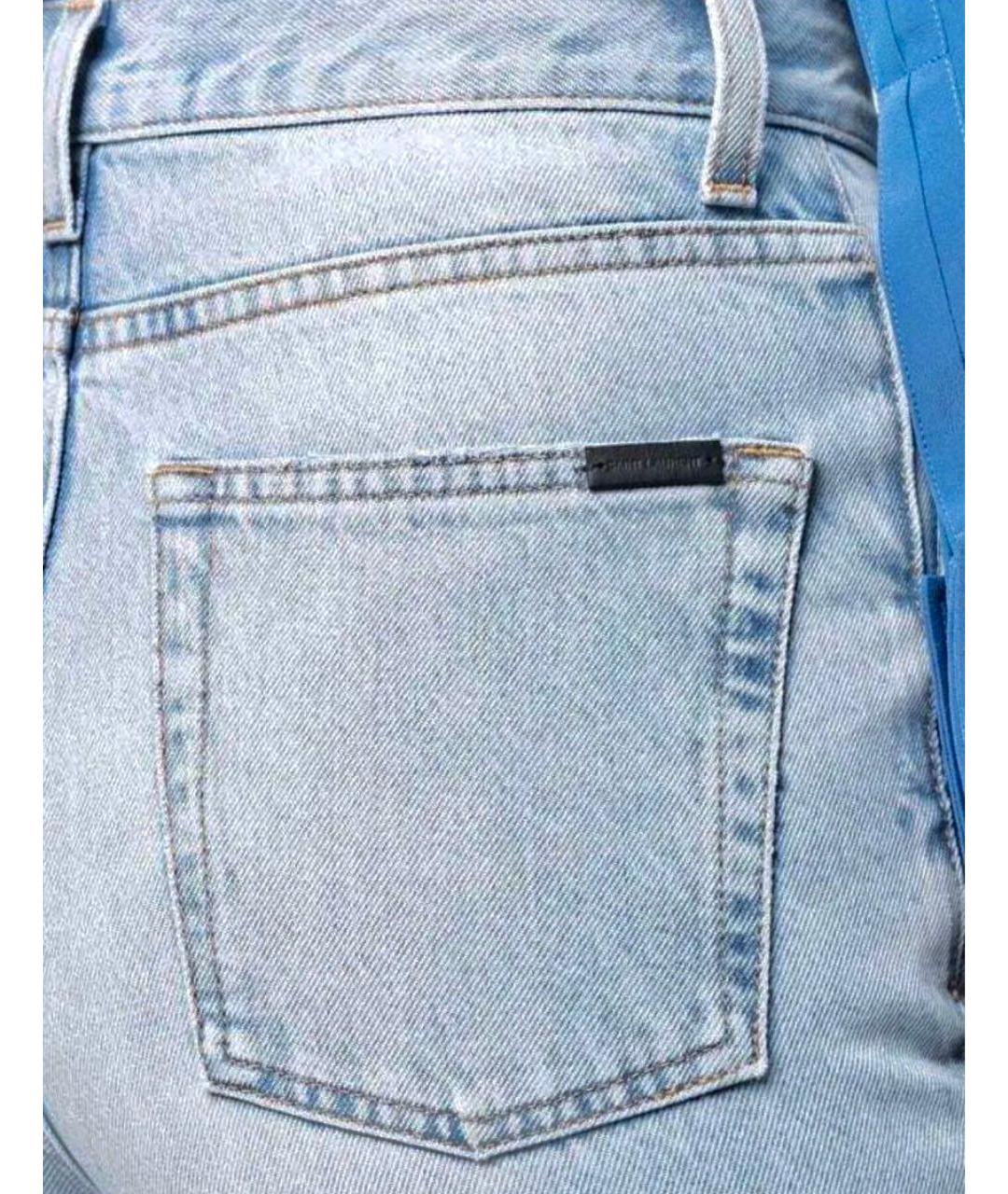 SAINT LAURENT Голубые хлопковые прямые джинсы, фото 2