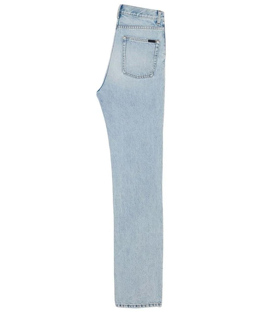 SAINT LAURENT Голубые хлопковые прямые джинсы, фото 4