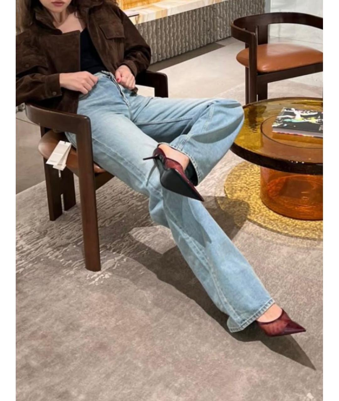 SAINT LAURENT Голубые хлопковые прямые джинсы, фото 7
