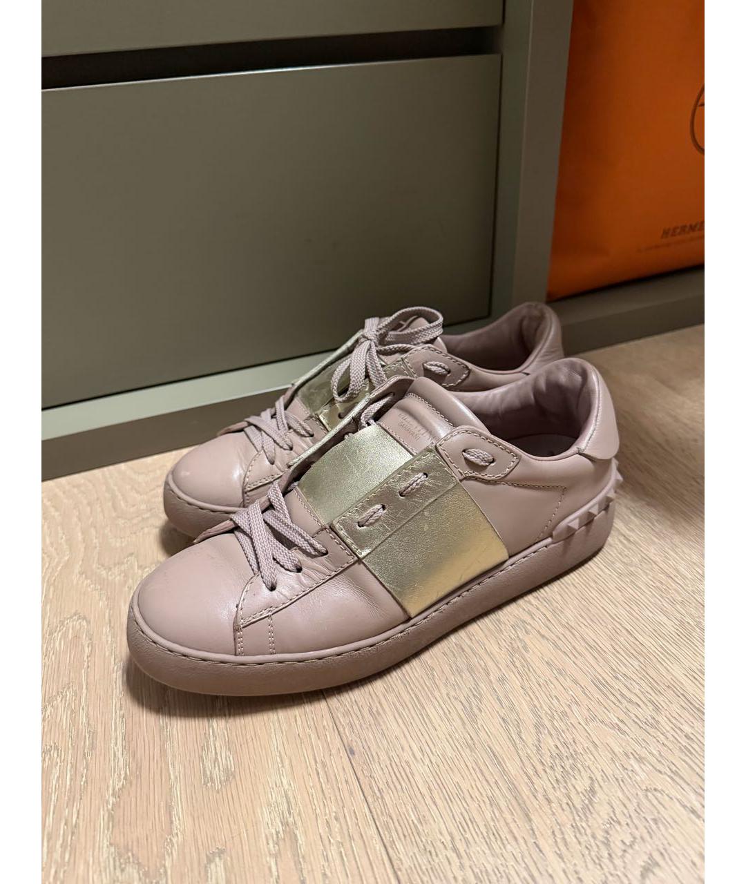 VALENTINO Розовые кожаные кроссовки, фото 3