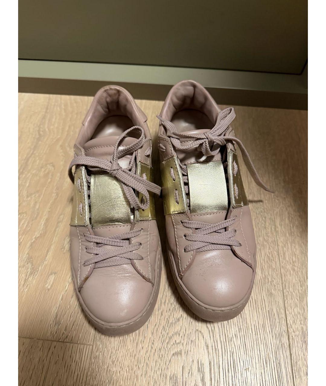 VALENTINO Розовые кожаные кроссовки, фото 2