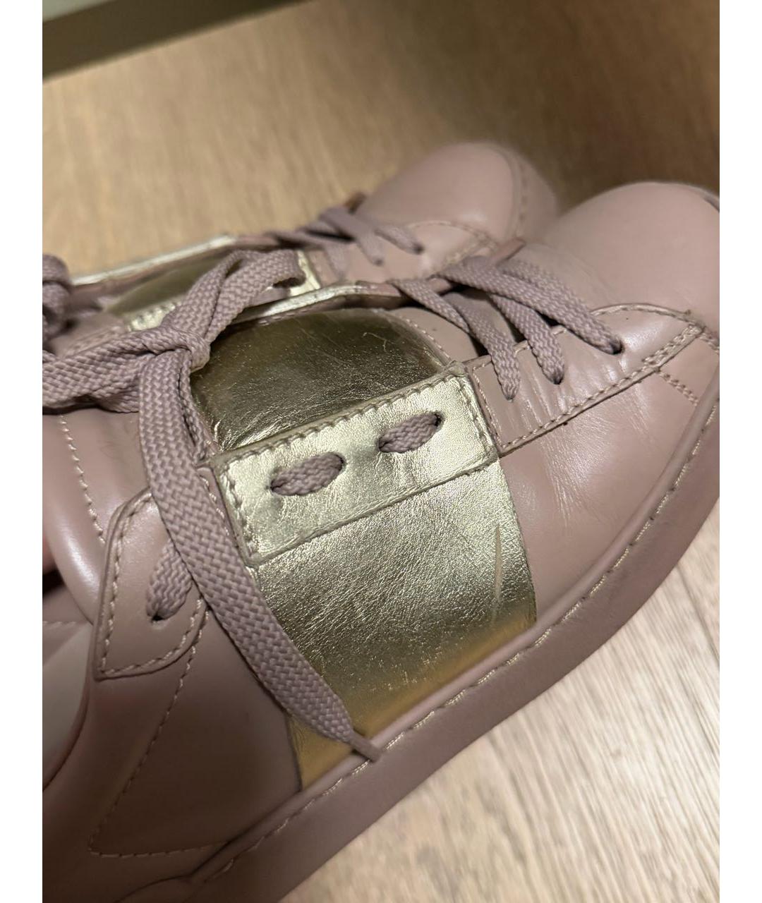 VALENTINO Розовые кожаные кроссовки, фото 5