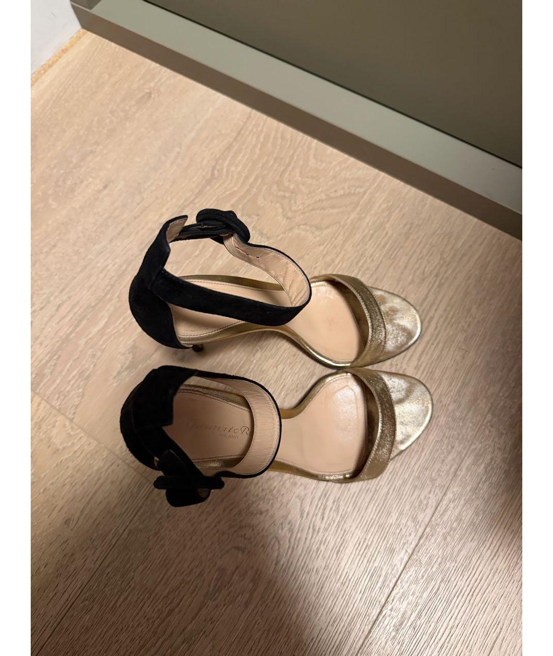 GIANVITO ROSSI Золотые кожаные босоножки, фото 5
