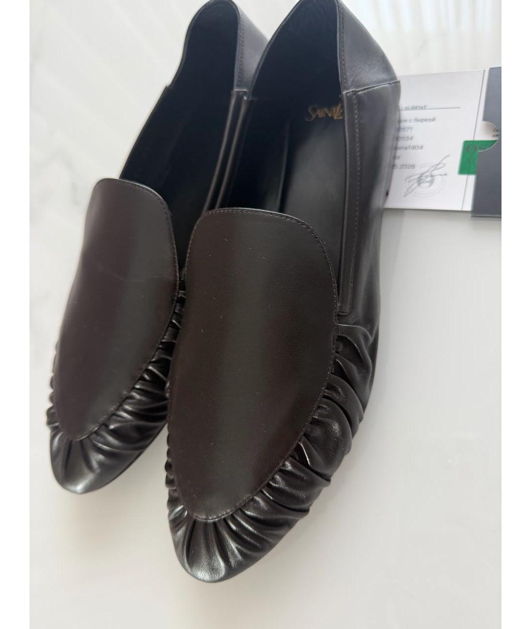 SAINT LAURENT Коричневые кожаные лоферы, фото 5