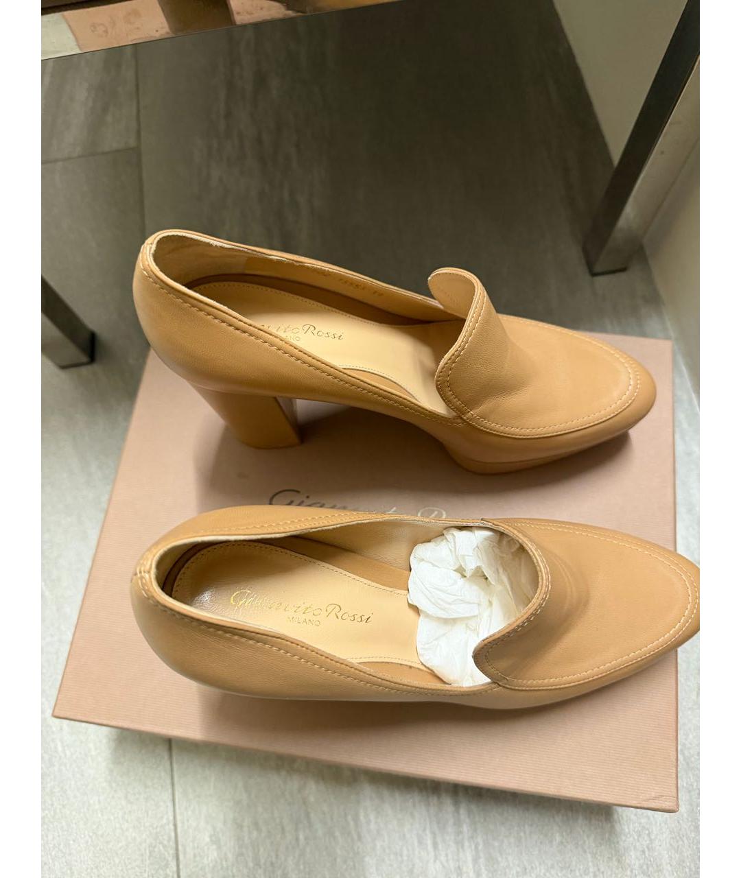 GIANVITO ROSSI Бежевые кожаные ботильоны, фото 5