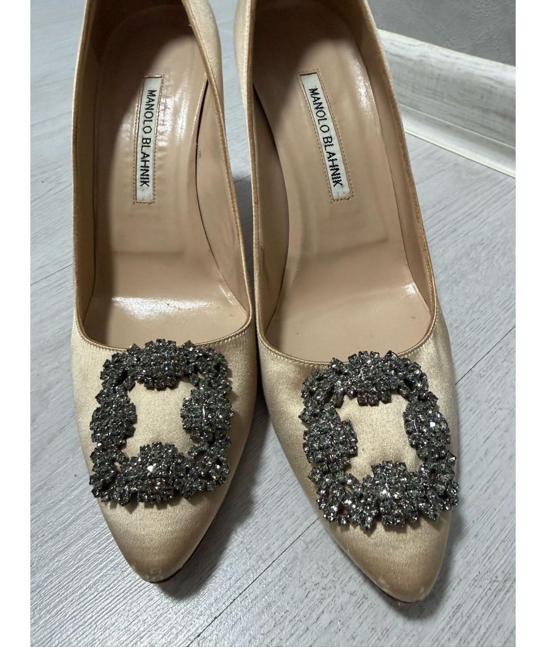 MANOLO BLAHNIK Бежевые текстильные туфли, фото 3