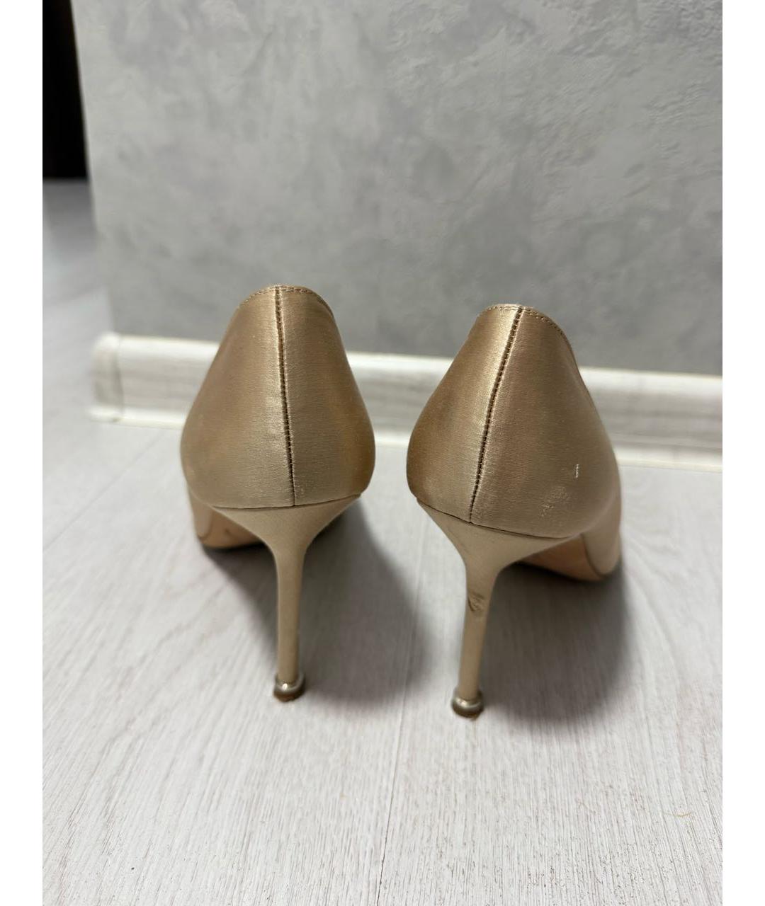 MANOLO BLAHNIK Бежевые текстильные туфли, фото 4