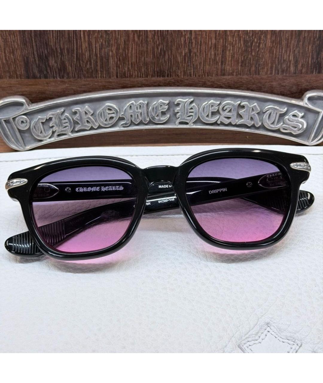 CHROME HEARTS Черные пластиковые солнцезащитные очки, фото 6