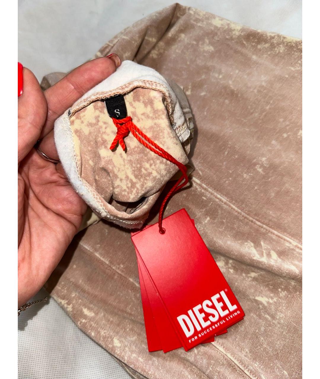 DIESEL Бежевое вискозное повседневное платье, фото 5