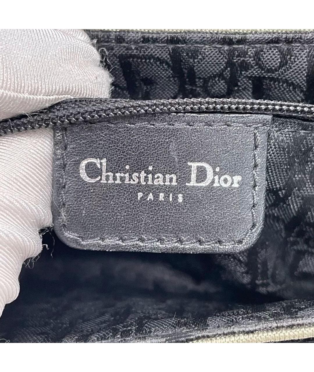CHRISTIAN DIOR Хаки кожаная сумка с короткими ручками, фото 6