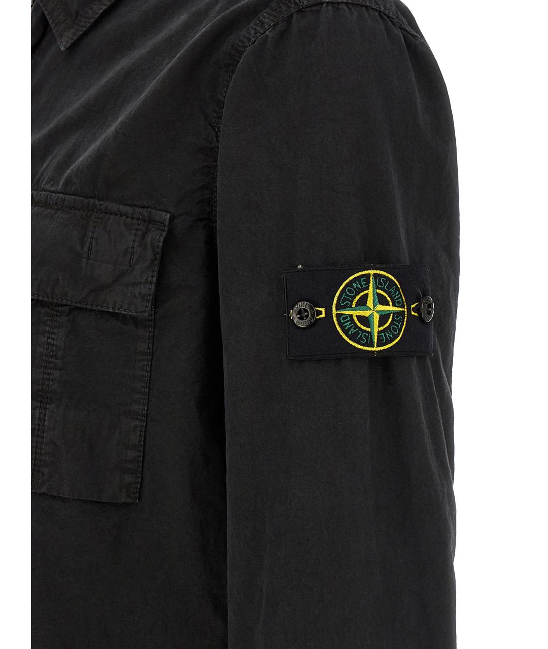 STONE ISLAND Черная хлопковая кэжуал рубашка, фото 5
