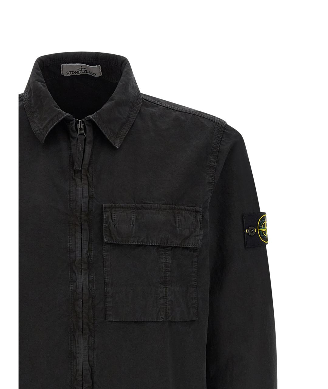 STONE ISLAND Черная хлопковая кэжуал рубашка, фото 3