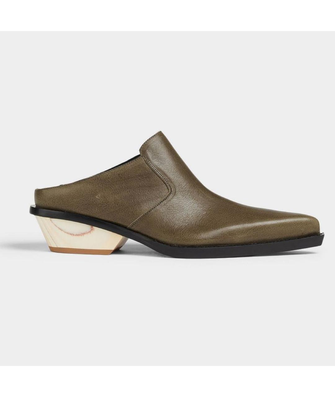 ACNE STUDIOS Зеленые кожаные мюли, фото 6