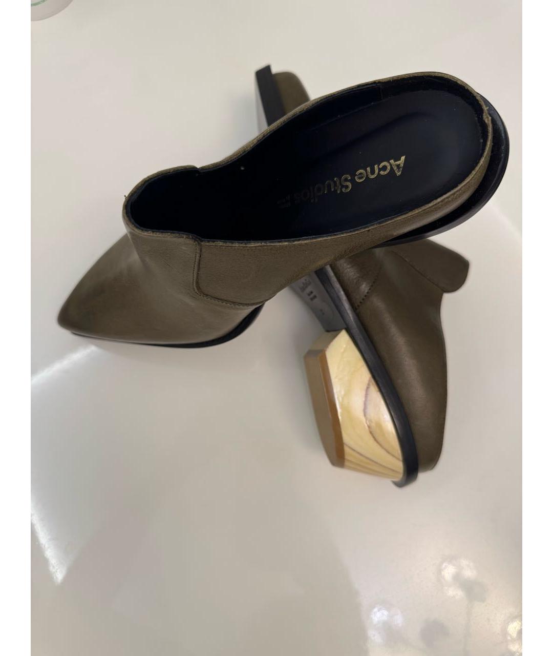 ACNE STUDIOS Зеленые кожаные мюли, фото 2