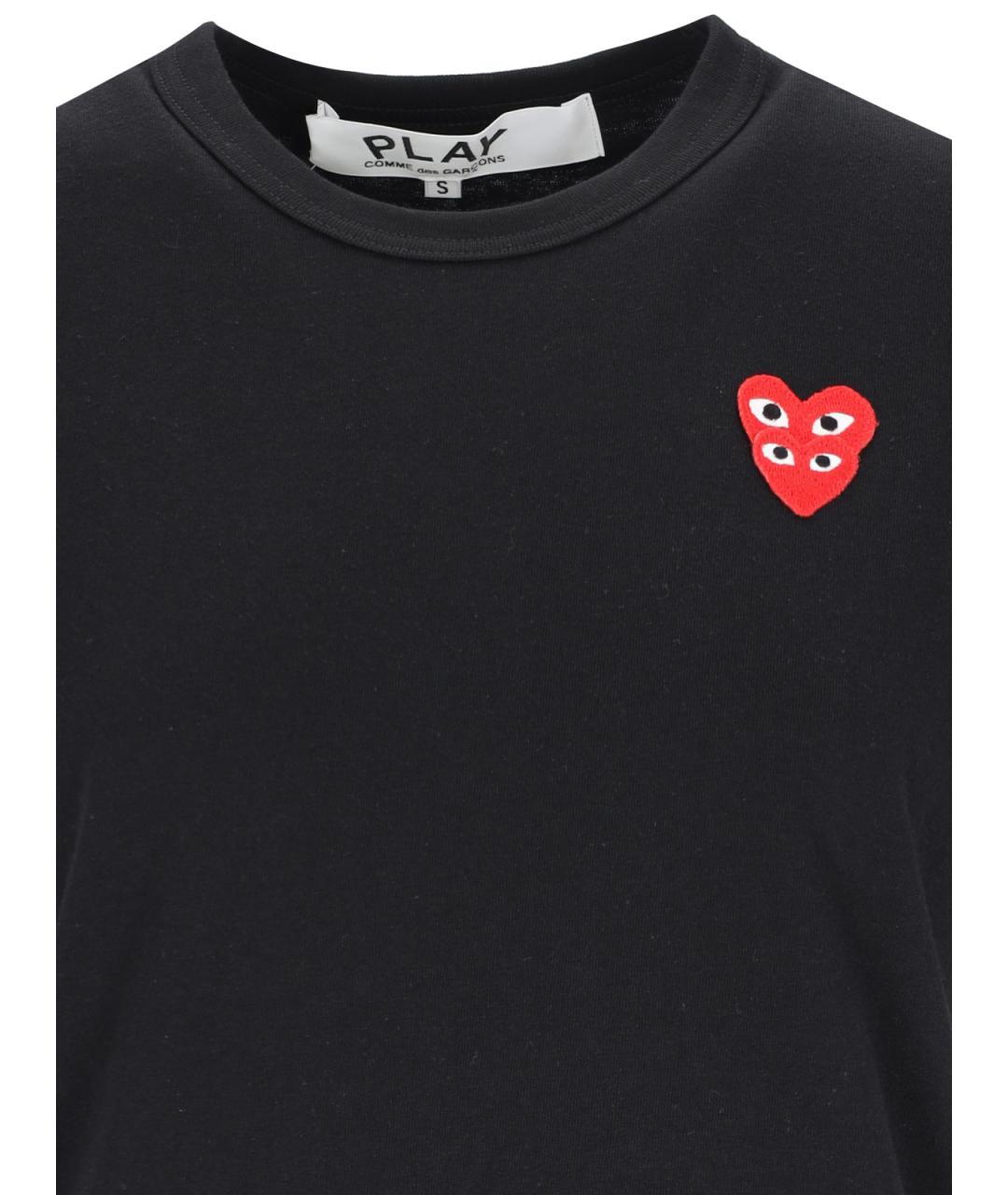 COMME DES GARÇONS PLAY Черная хлопковая футболка, фото 3
