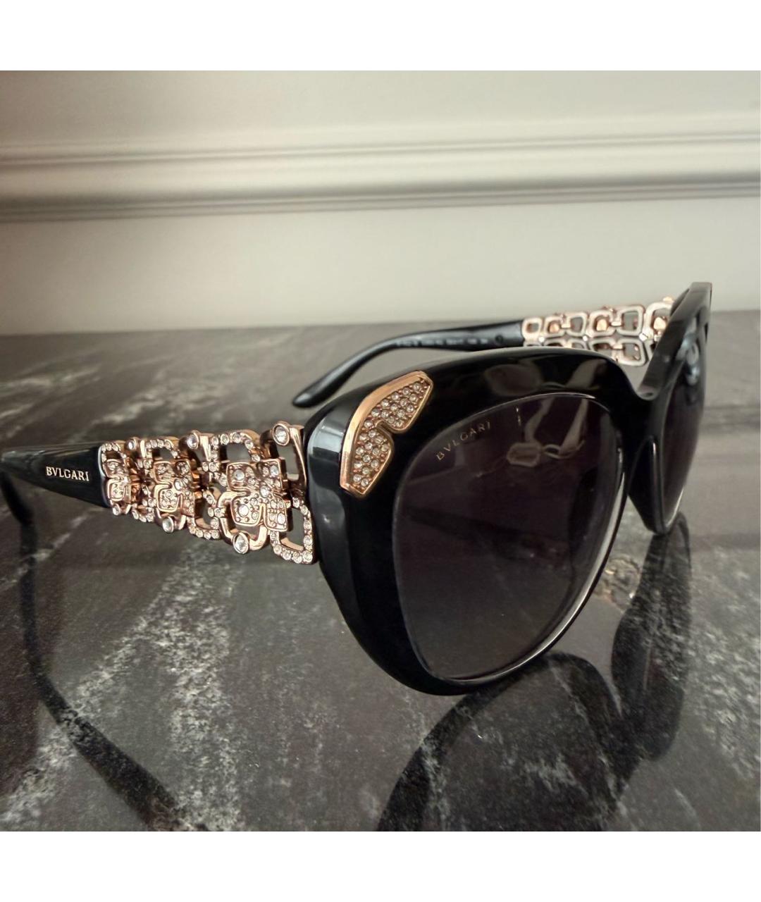 BVLGARI Черные пластиковые солнцезащитные очки, фото 3