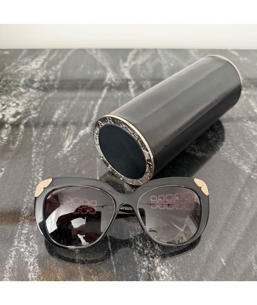 BVLGARI Черные пластиковые солнцезащитные очки, фото 7