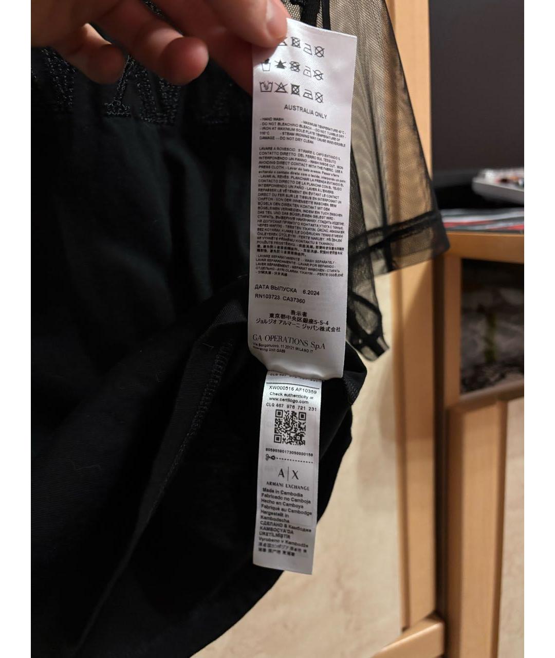 ARMANI EXCHANGE Черная хлопковая футболка, фото 3