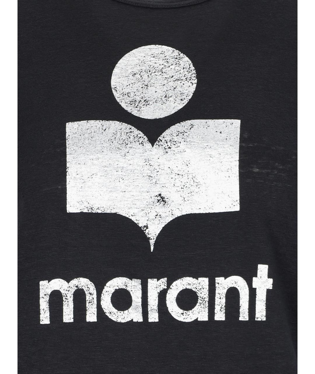ISABEL MARANT ETOILE Черная льняная футболка, фото 3