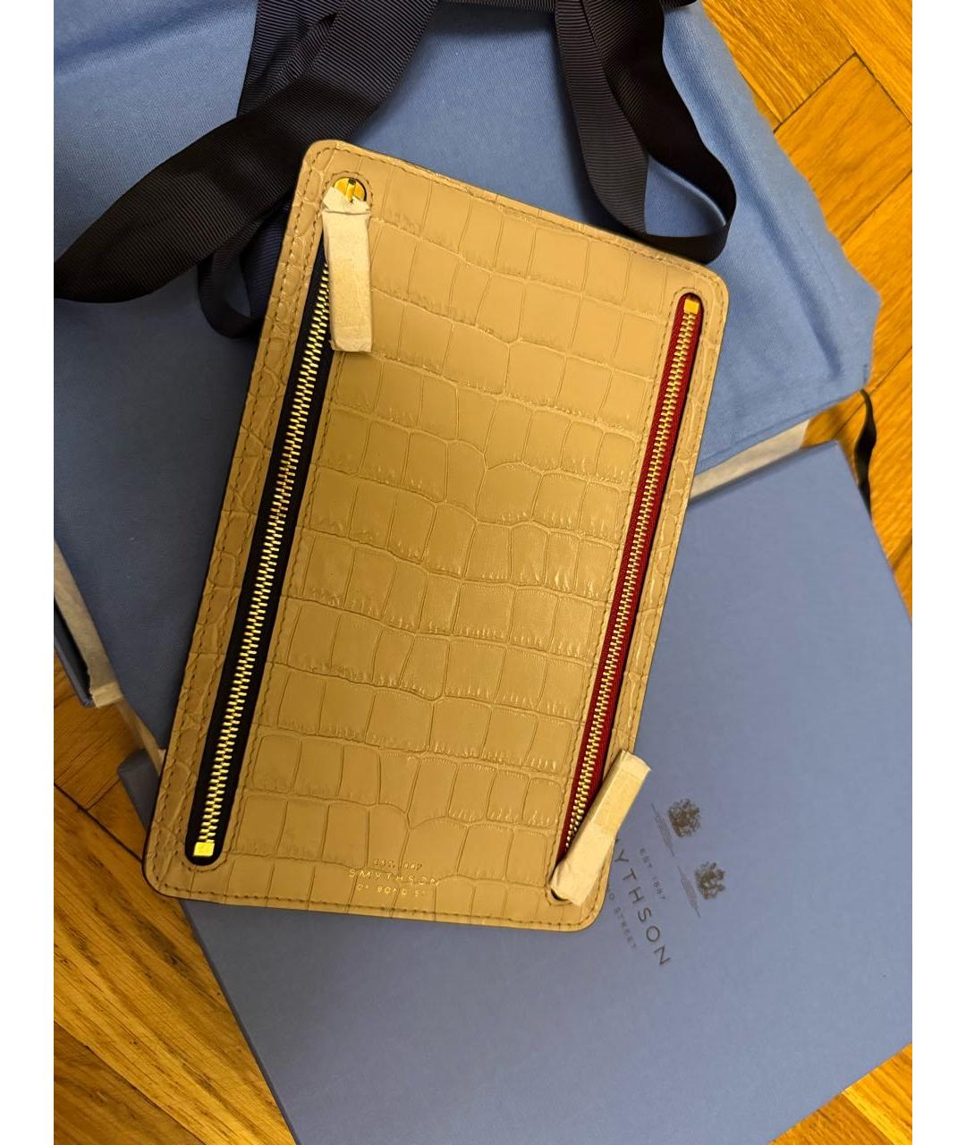 SMYTHSON Бежевый кожаный кошелек, фото 4