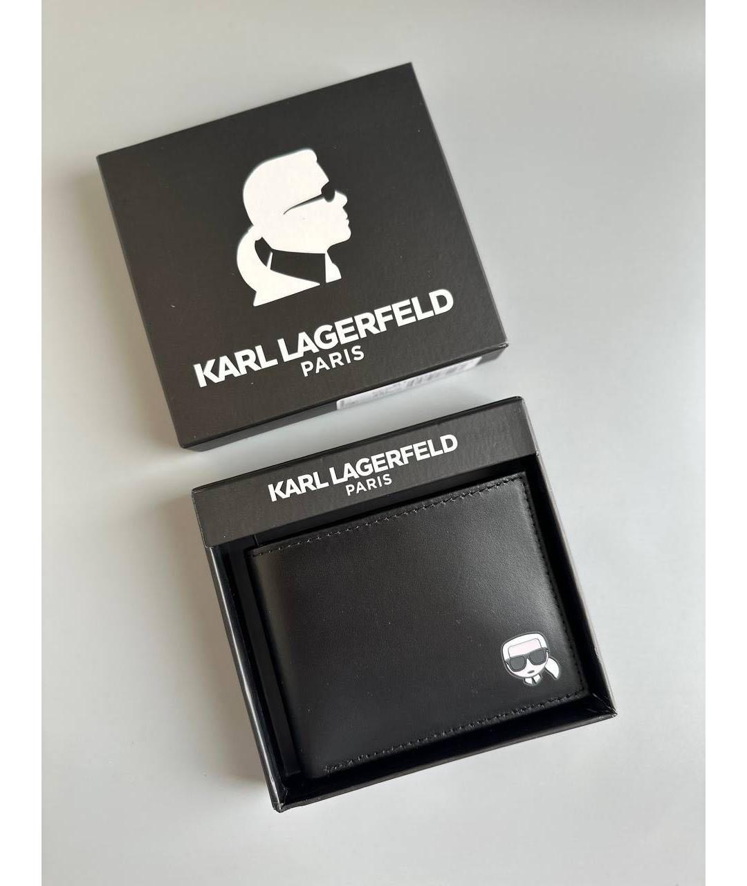 KARL LAGERFELD Черный кожаный кошелек, фото 2