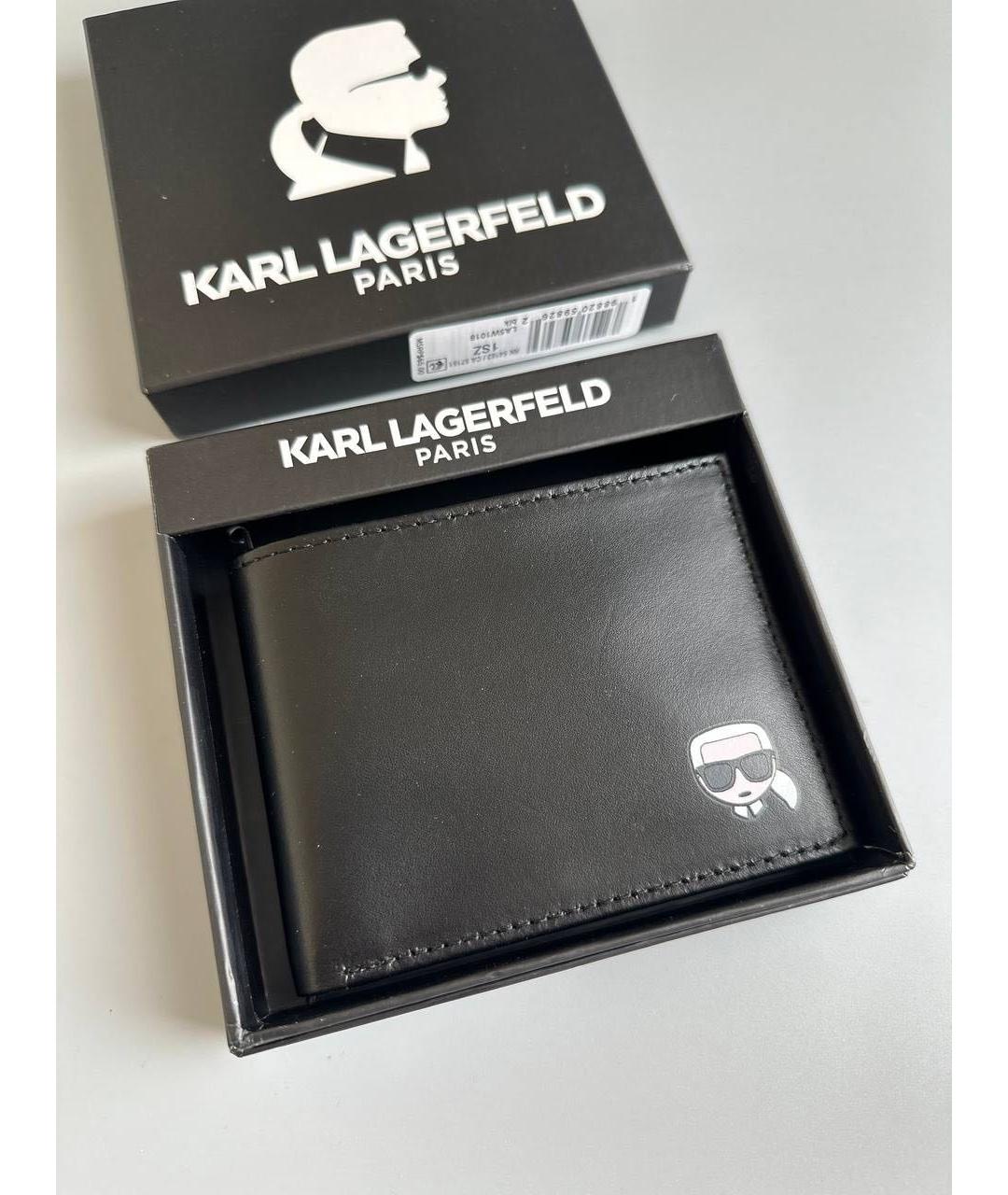 KARL LAGERFELD Черный кожаный кошелек, фото 3