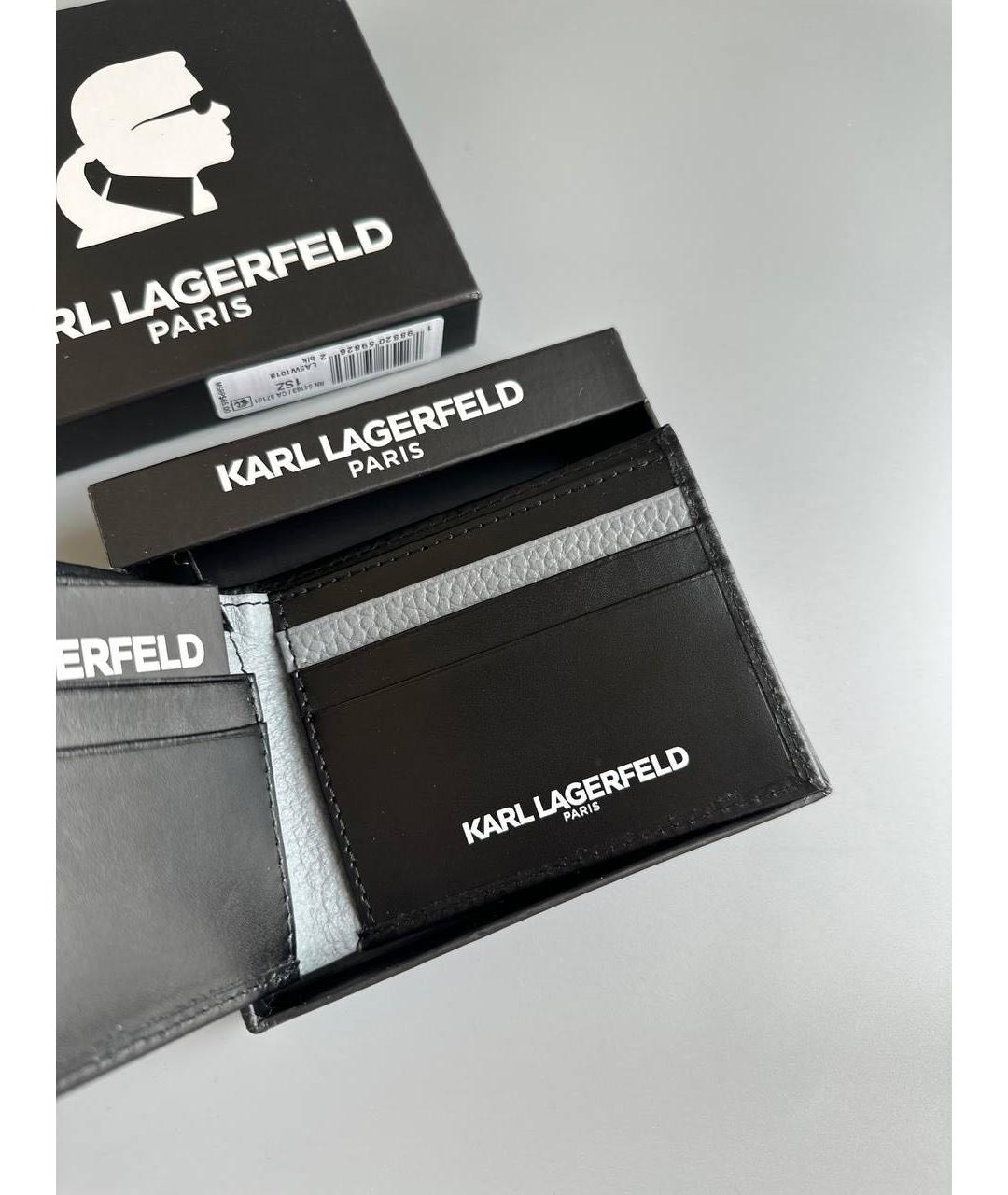 KARL LAGERFELD Черный кожаный кошелек, фото 6
