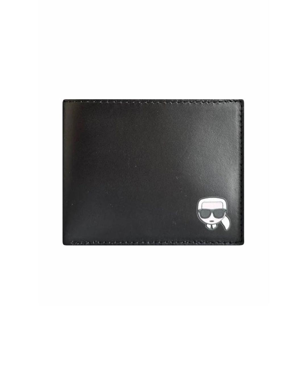 KARL LAGERFELD Черный кожаный кошелек, фото 1