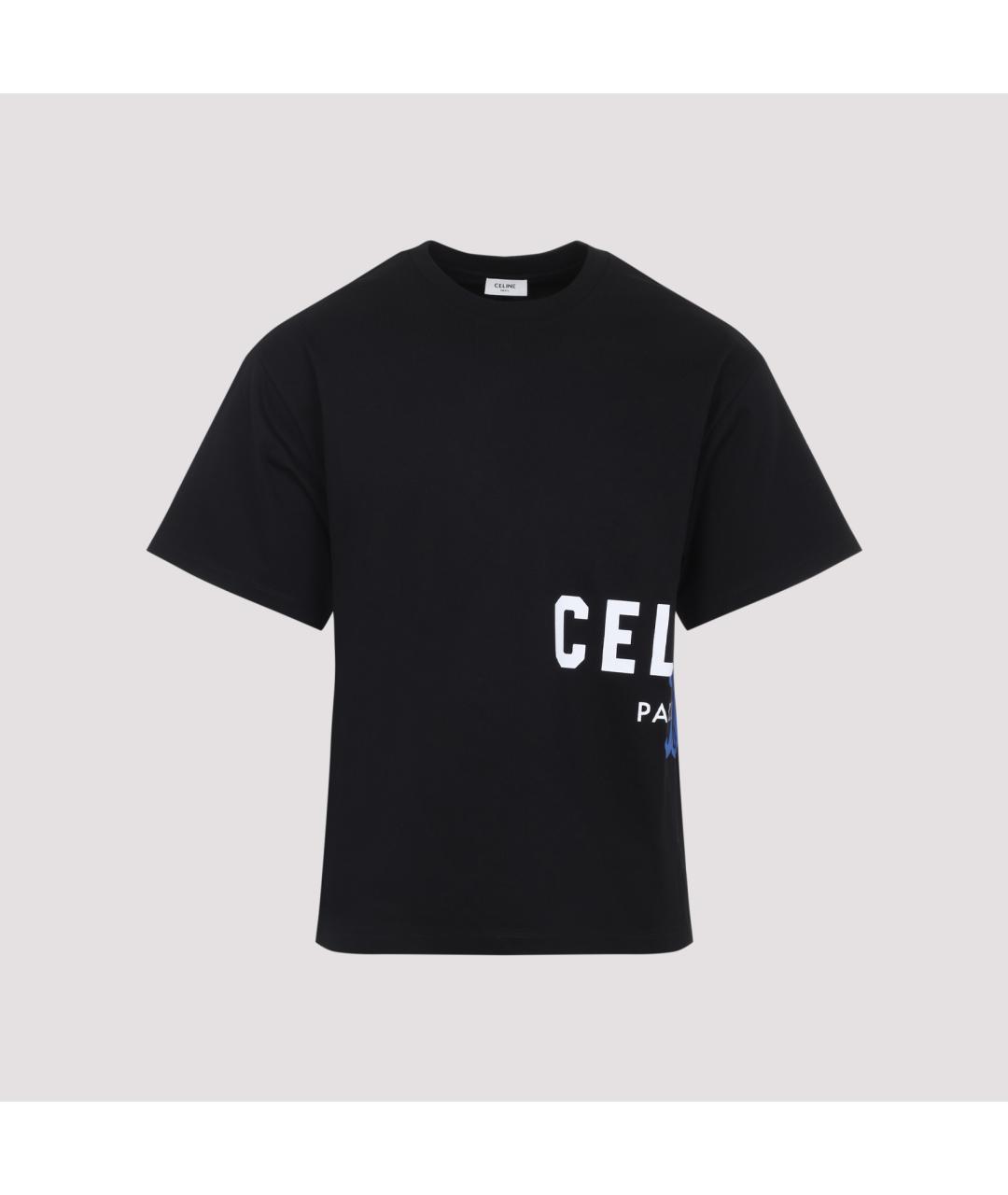 CELINE Черная хлопковая футболка, фото 2