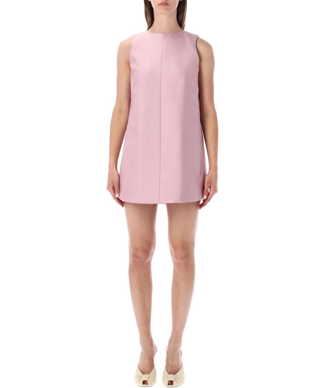 BALENCIAGA Розовое шерстяное коктейльное платье, фото 1