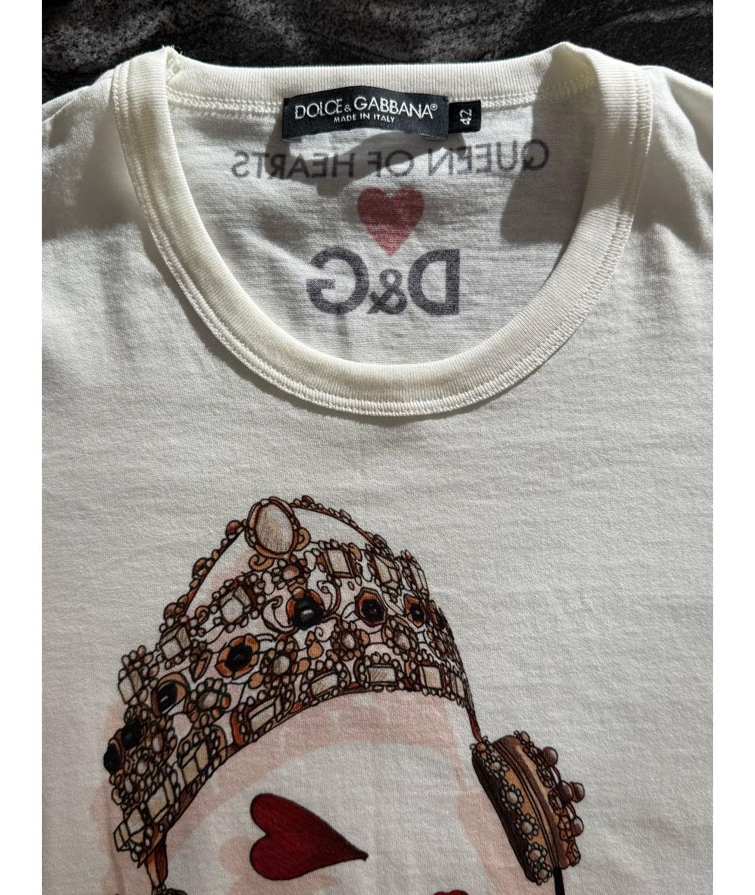 DOLCE&GABBANA Белая хлопковая футболка, фото 3
